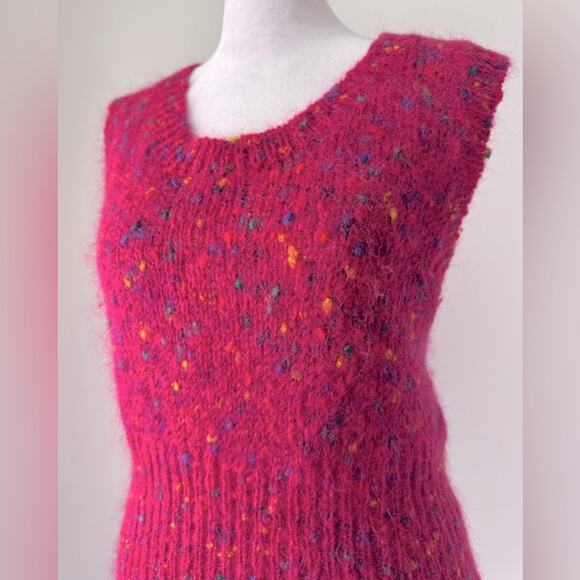 Vintage ‘90s Stefano Basics Hot Pink Mohair Blend Scoop Neck Fuzzy Sweater Vest - Picture 5 of 8